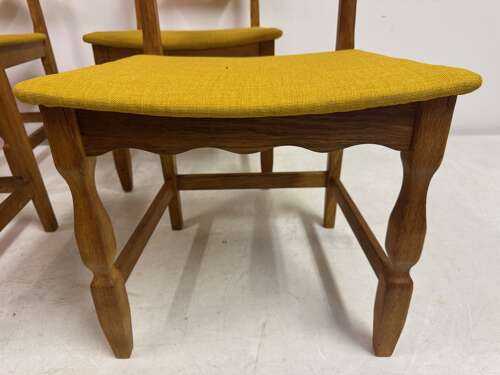 Set of Six Danish Razorblade Oak Dining Chairs by Henning Kjaernulf