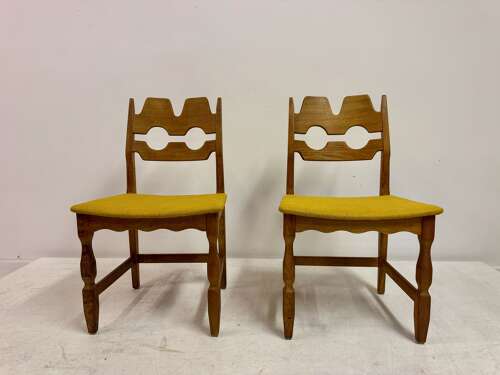 Set of Six Danish Razorblade Oak Dining Chairs by Henning Kjaernulf