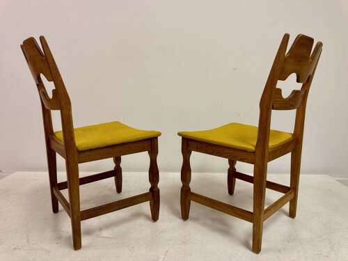 Set of Six Danish Razorblade Oak Dining Chairs by Henning Kjaernulf