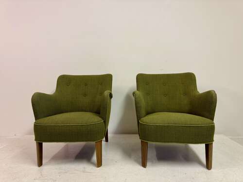 Pair of Model 1748 Armchairs by Peter Hvidt for Fritz Hansen, Denmark, circa 1950s