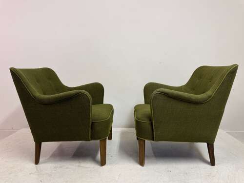 Pair of Model 1748 Armchairs by Peter Hvidt for Fritz Hansen, Denmark, circa 1950s