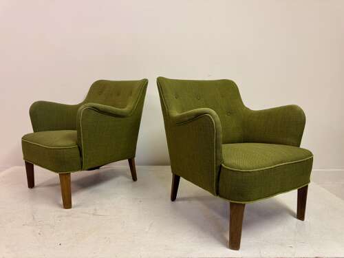 Pair of Model 1748 Armchairs by Peter Hvidt for Fritz Hansen, Denmark, circa 1950s