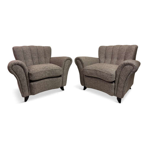 Pair of Large 1940s Italian Armchairs attributed to Guglielmo Ulrich
