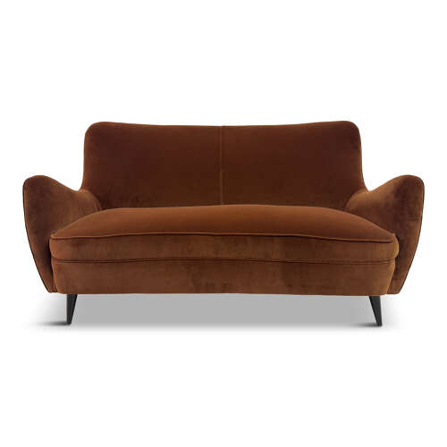 Italian Curved Sofa in Cotton Velvet, 1950s