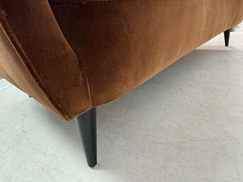 Italian Curved Sofa in Cotton Velvet, 1950s