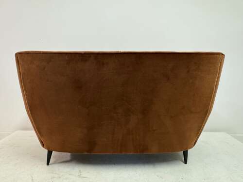 Italian Curved Sofa in Cotton Velvet, 1950s