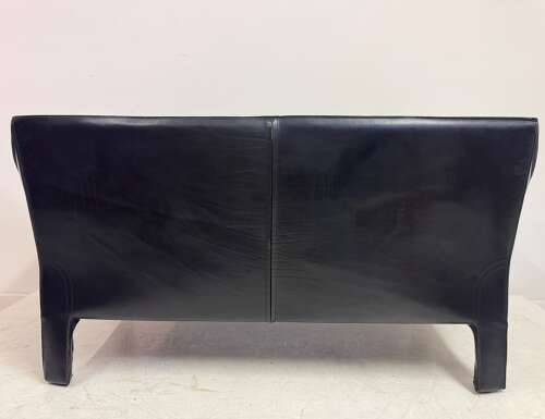 Black Leather CAB 415 Sofa by Mario Bellini for Cassina