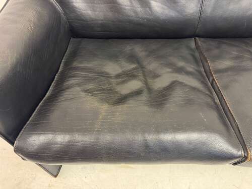 Black Leather CAB 415 Sofa by Mario Bellini for Cassina
